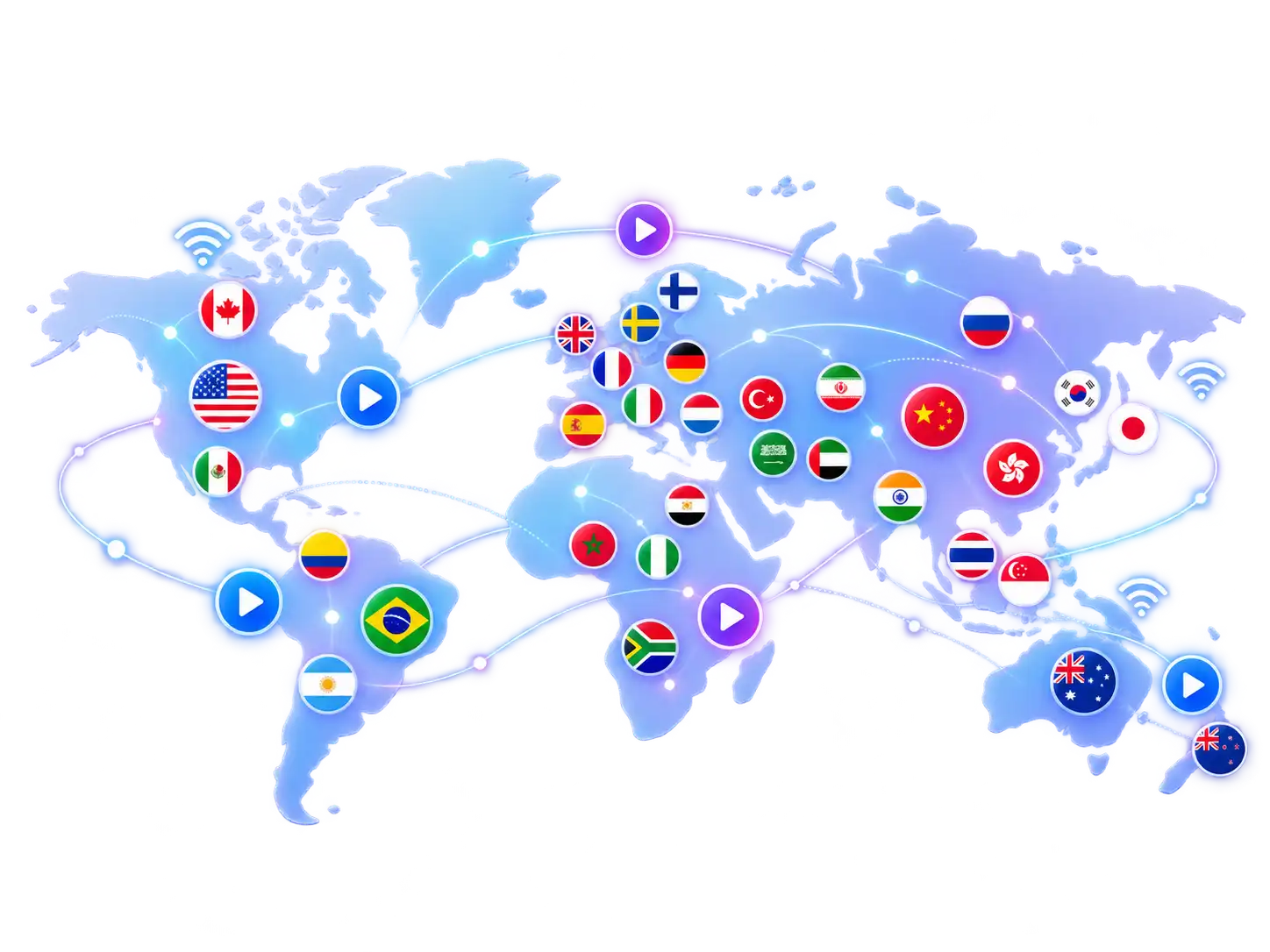 IPTV channels worldwide network coverage map for Clear View IPTV streaming