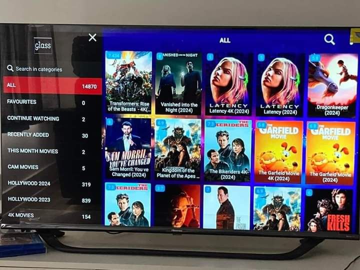 Smart TV interface displaying Clear View IPTV sports channels and program guide